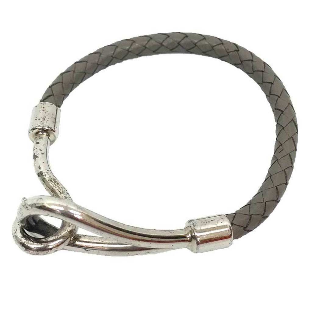 Jumbo Bracelet Leather and Brass Gray