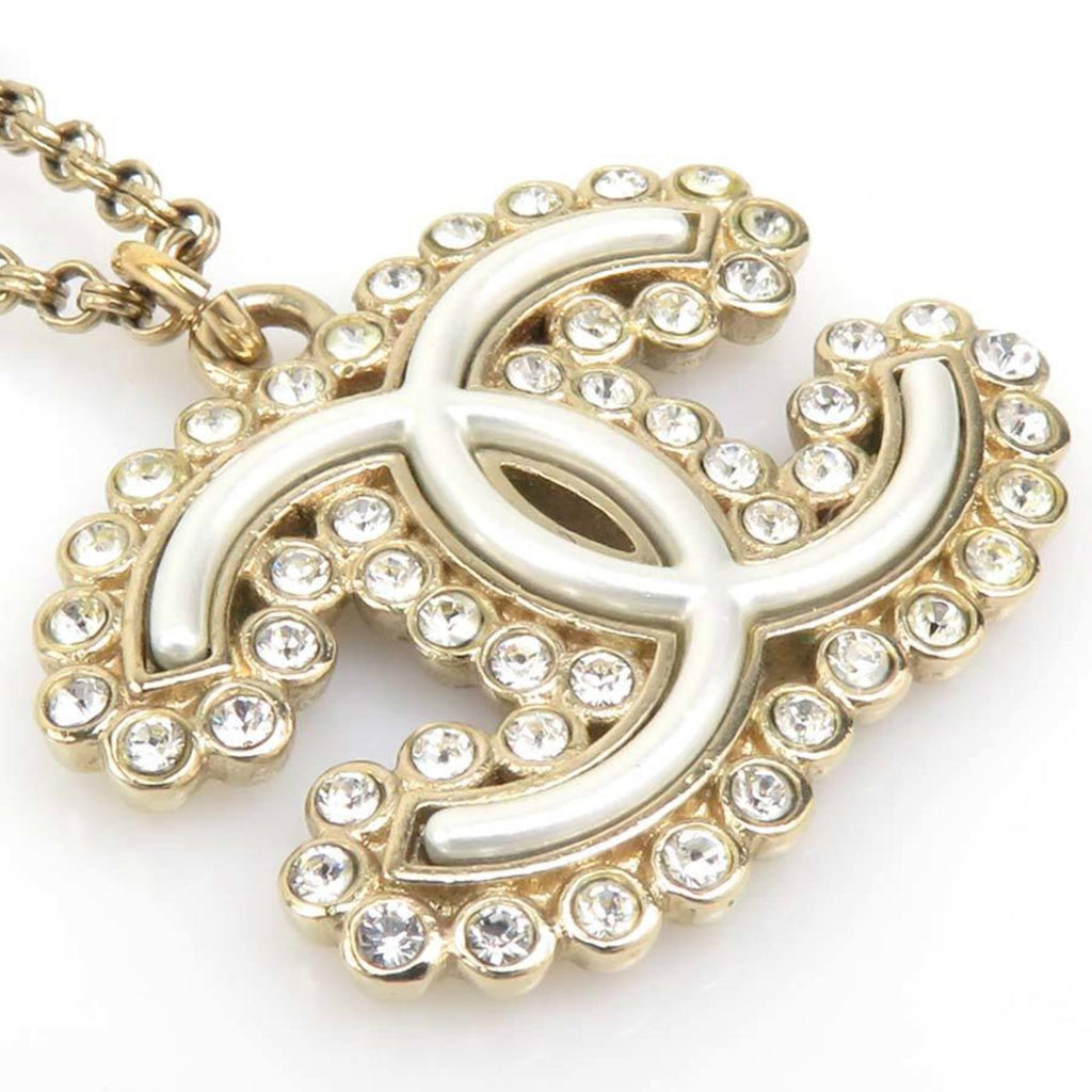 CC Logo Pendant Necklace Gold-Tone Metal
