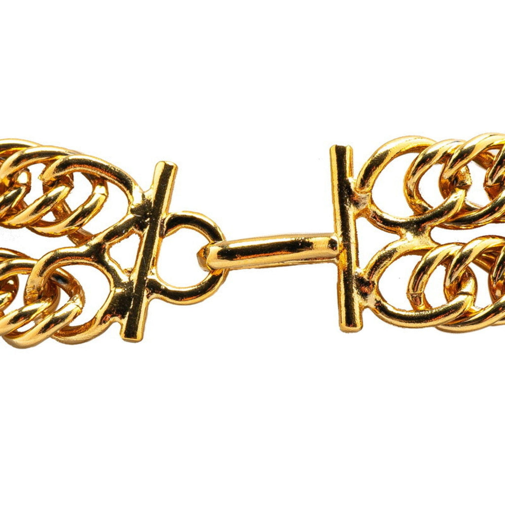 Lion Motif Double Chain Choker Necklace Metal