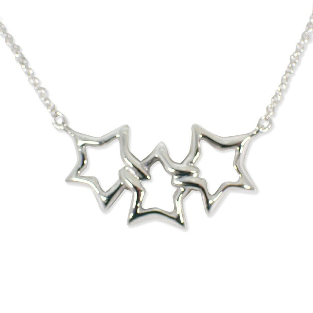 Triple Star Pendant Necklace Sterling Silver