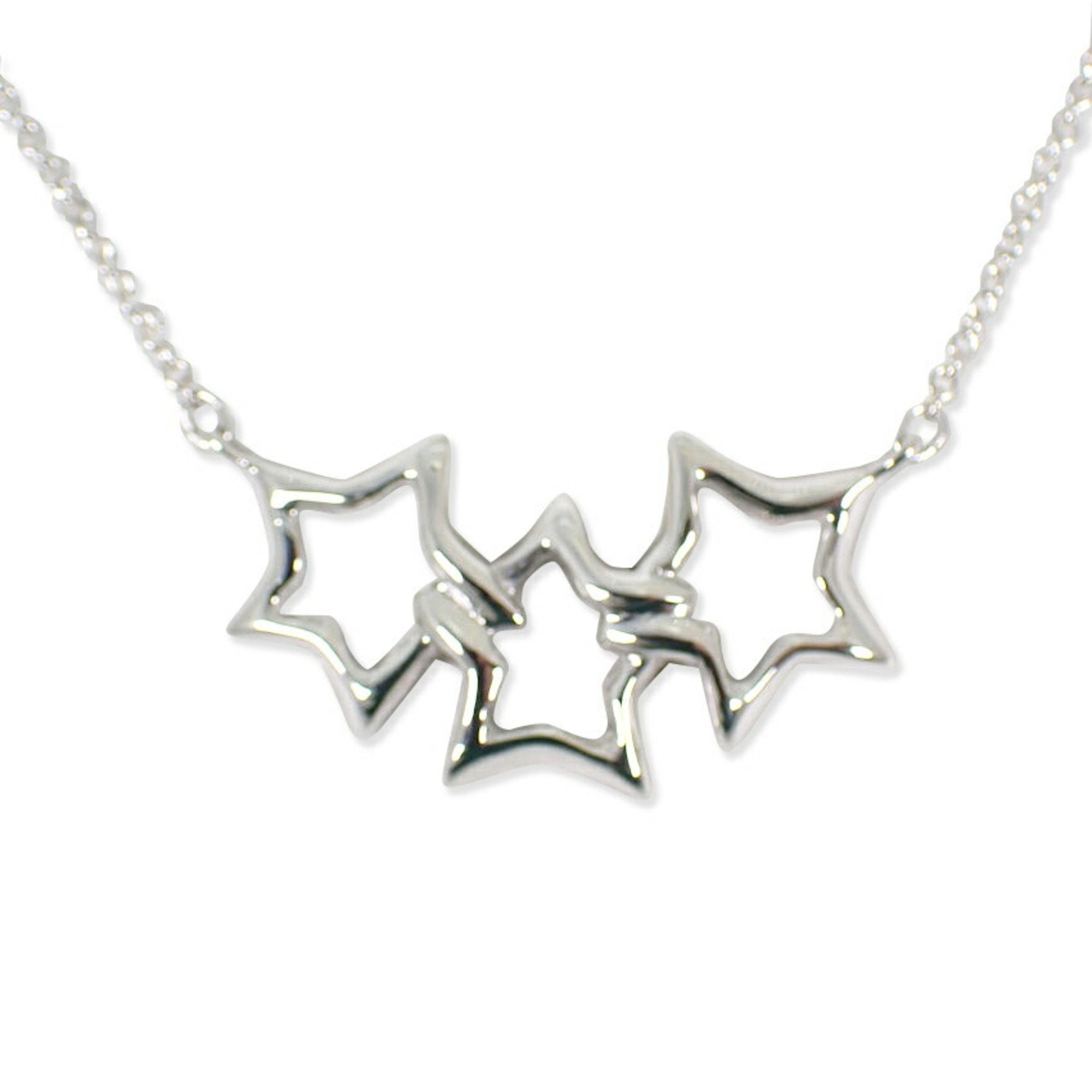 Triple Star Pendant Necklace Sterling Silver