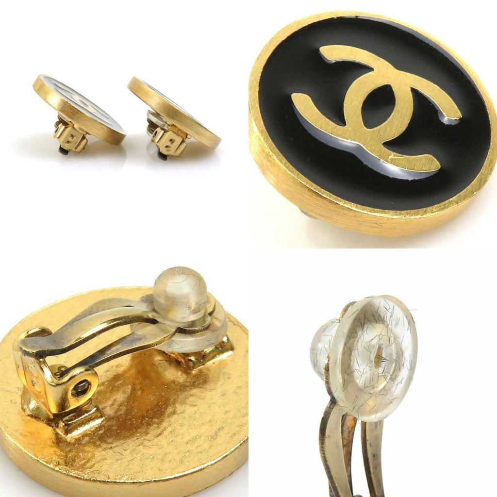 CC Logo Clip-On Earrings Gold-Tone Metal