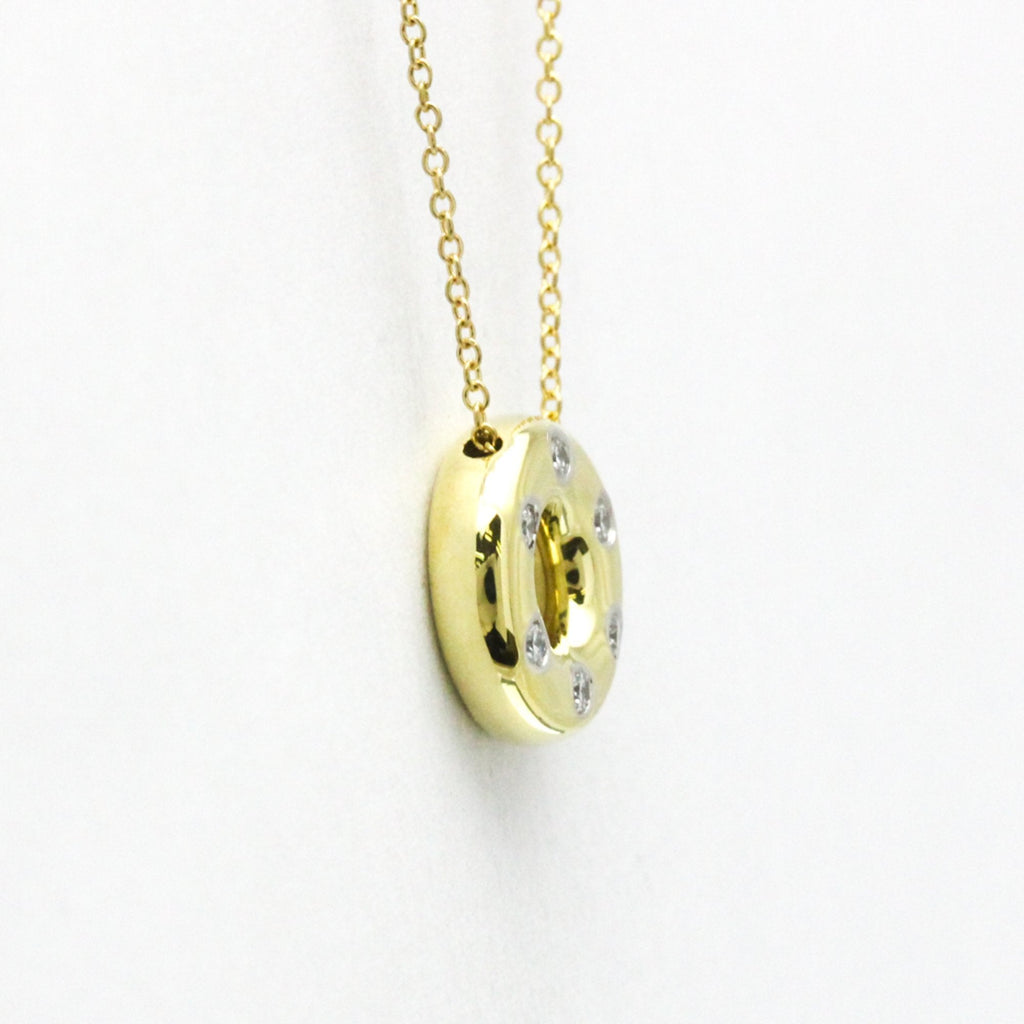 Dots Circle Pendant Necklace Platinum and 18K Yellow Gold with Diamond