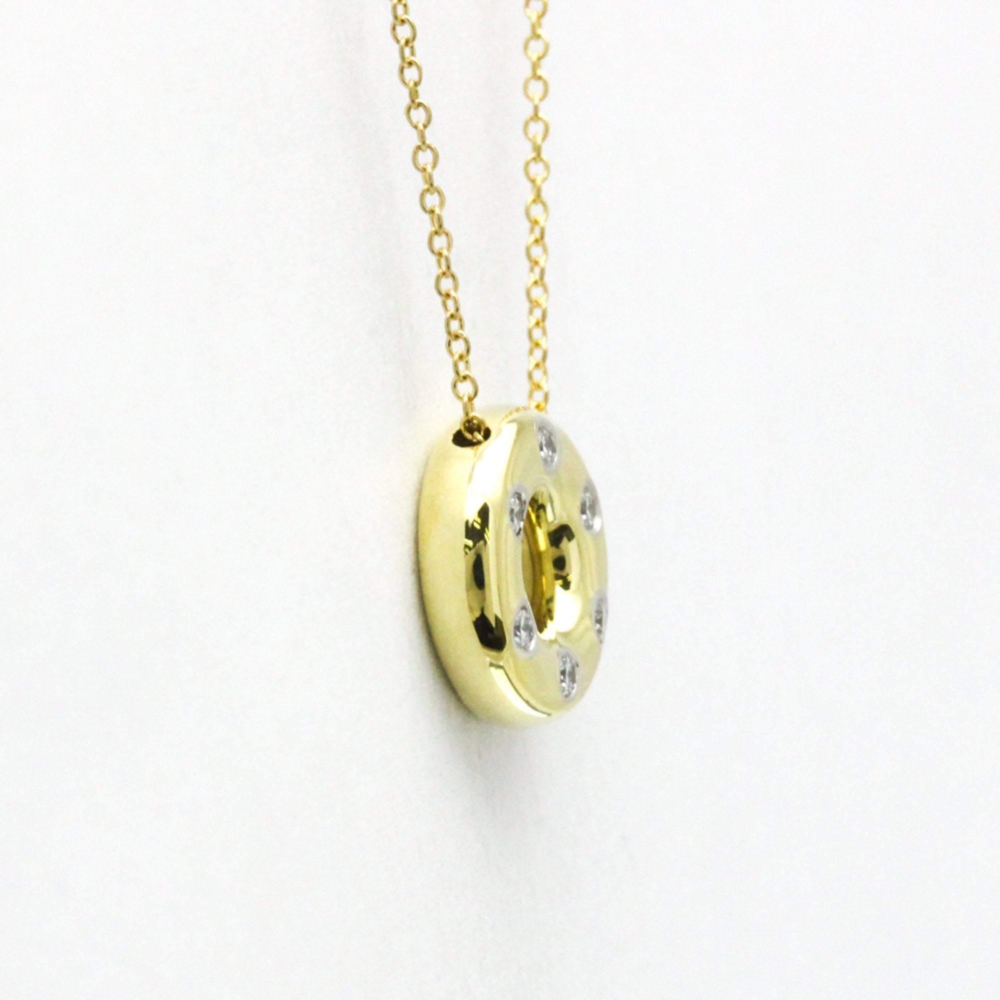 Dots Circle Pendant Necklace Platinum and 18K Yellow Gold with Diamond