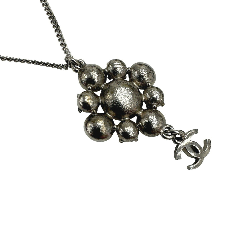 CC Logo Pendant Necklace Silver-Tone Metal