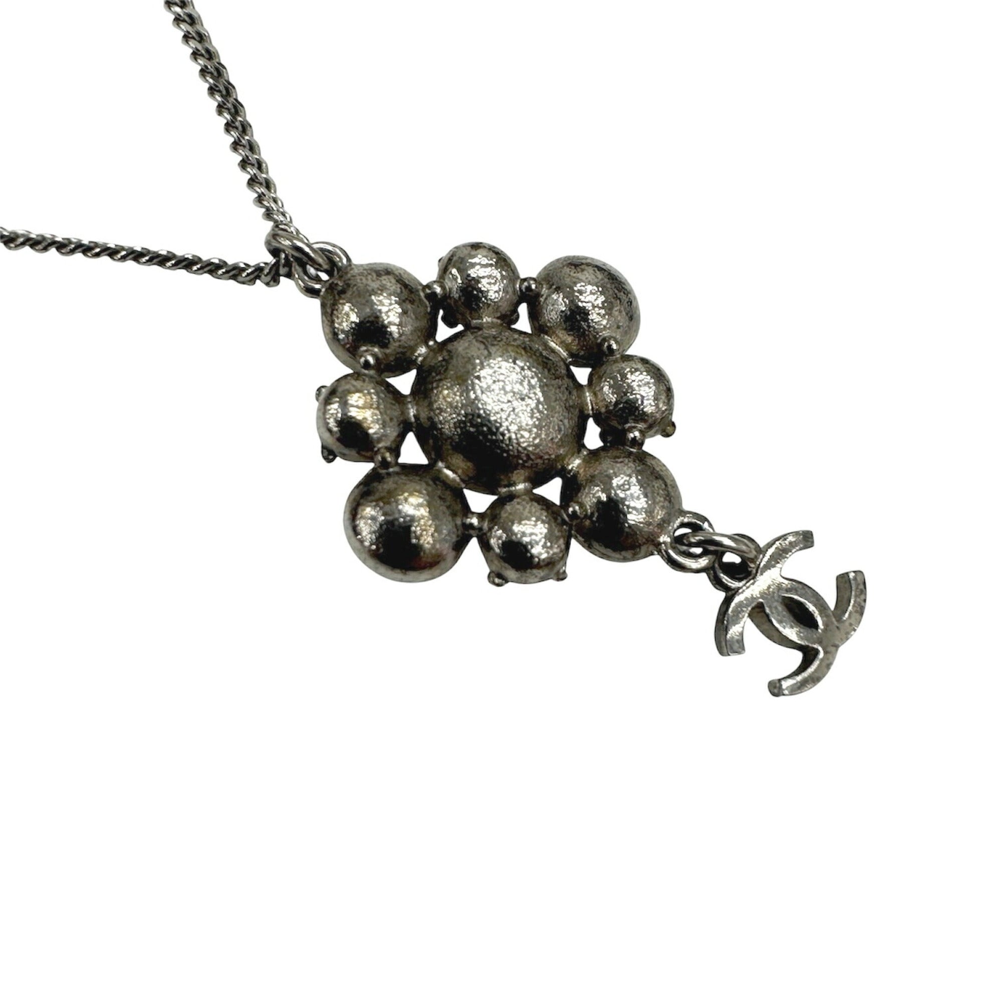 CC Logo Pendant Necklace Silver-Tone Metal