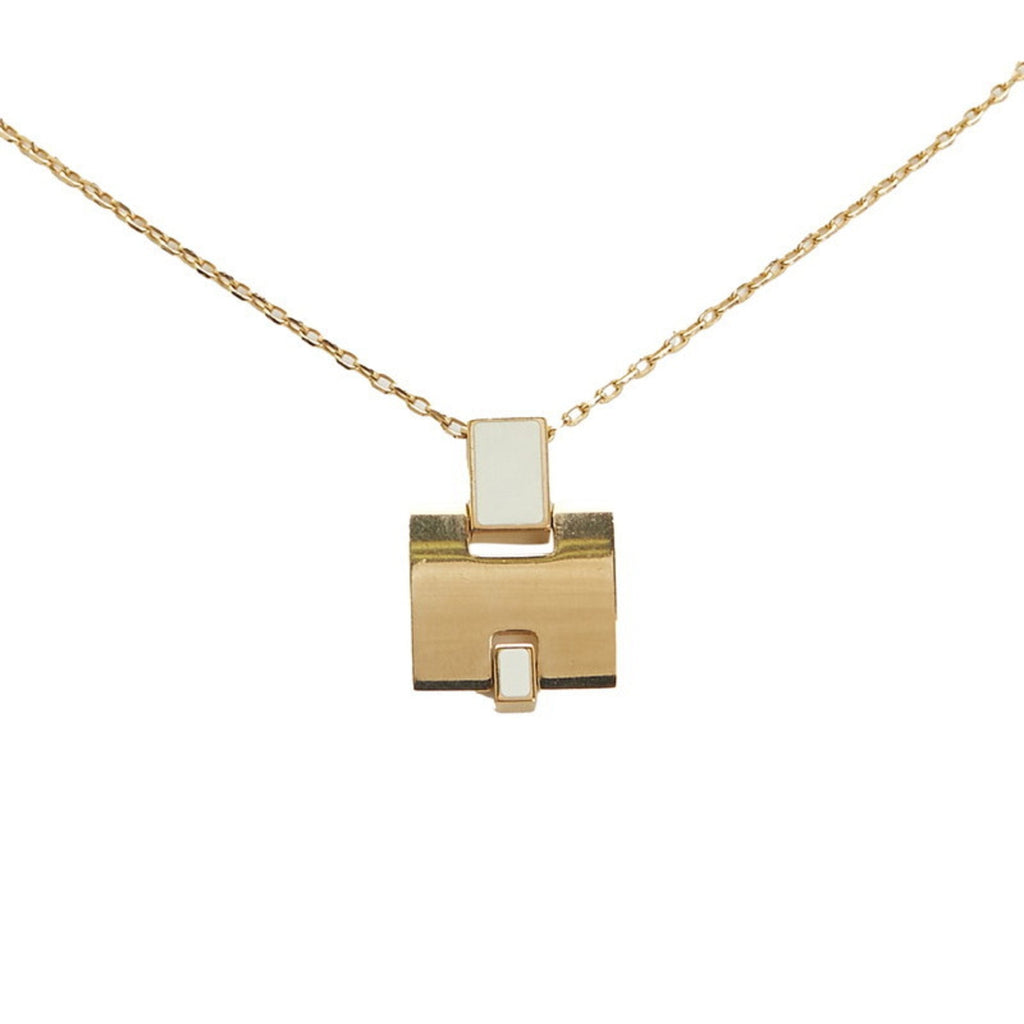 Eileen Pendant Necklace Gold White Plated