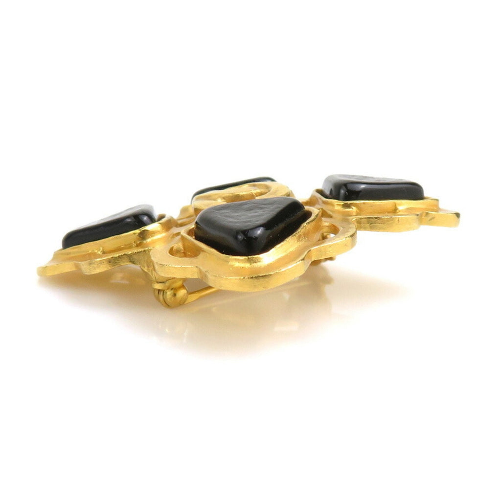CC Logo Brooch Gold-Tone Metal