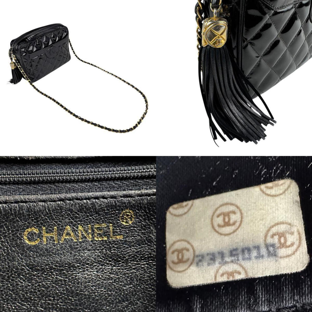 Vintage Diamond CC Camera Bag Quilted Patent Medium