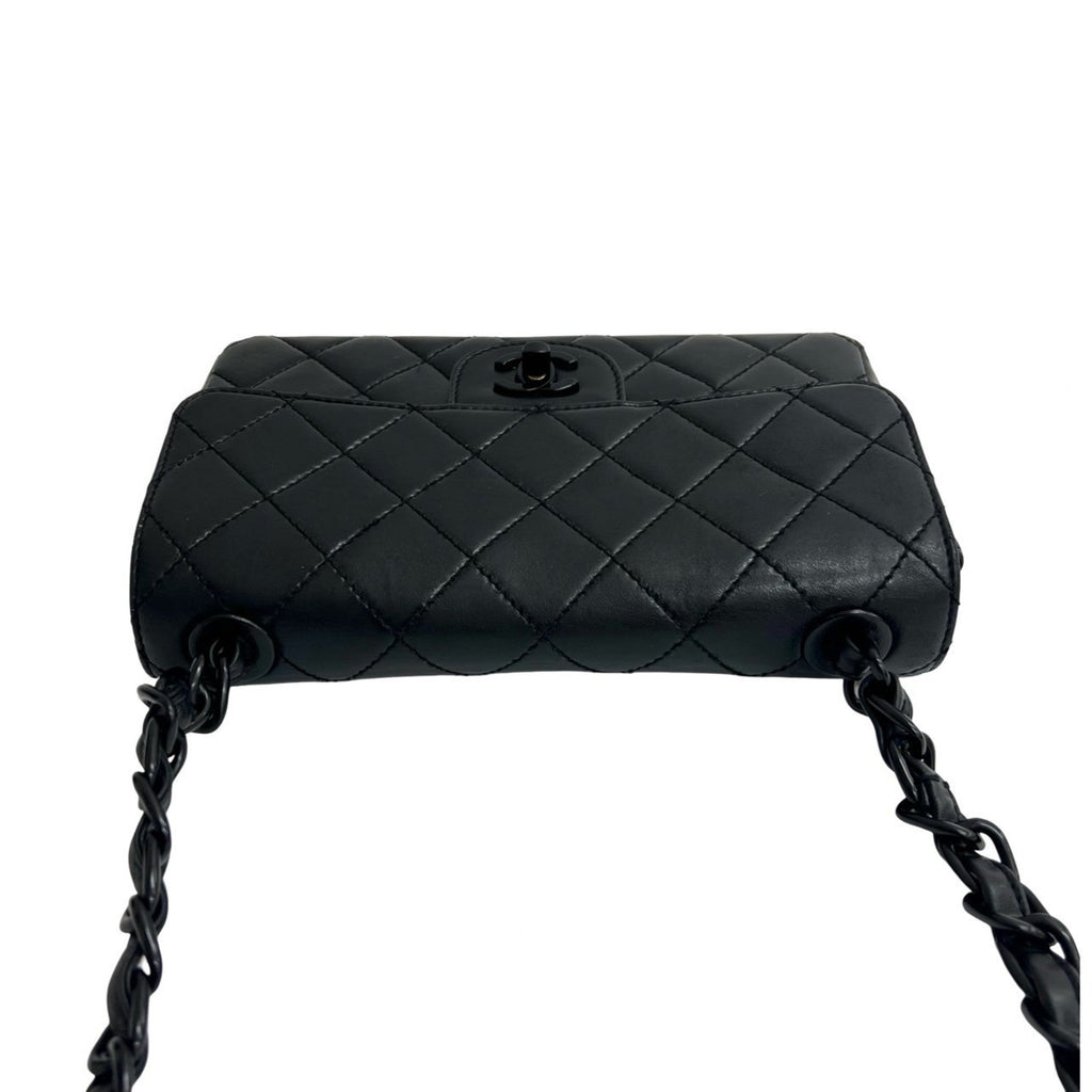 So Black Classic Single Flap Bag Quilted Crumpled Calfskin Mini