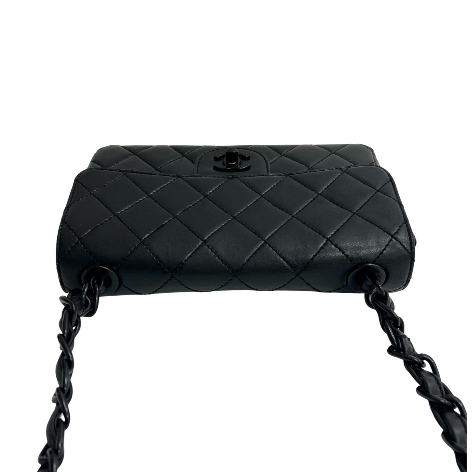 So Black Classic Single Flap Bag Quilted Crumpled Calfskin Mini