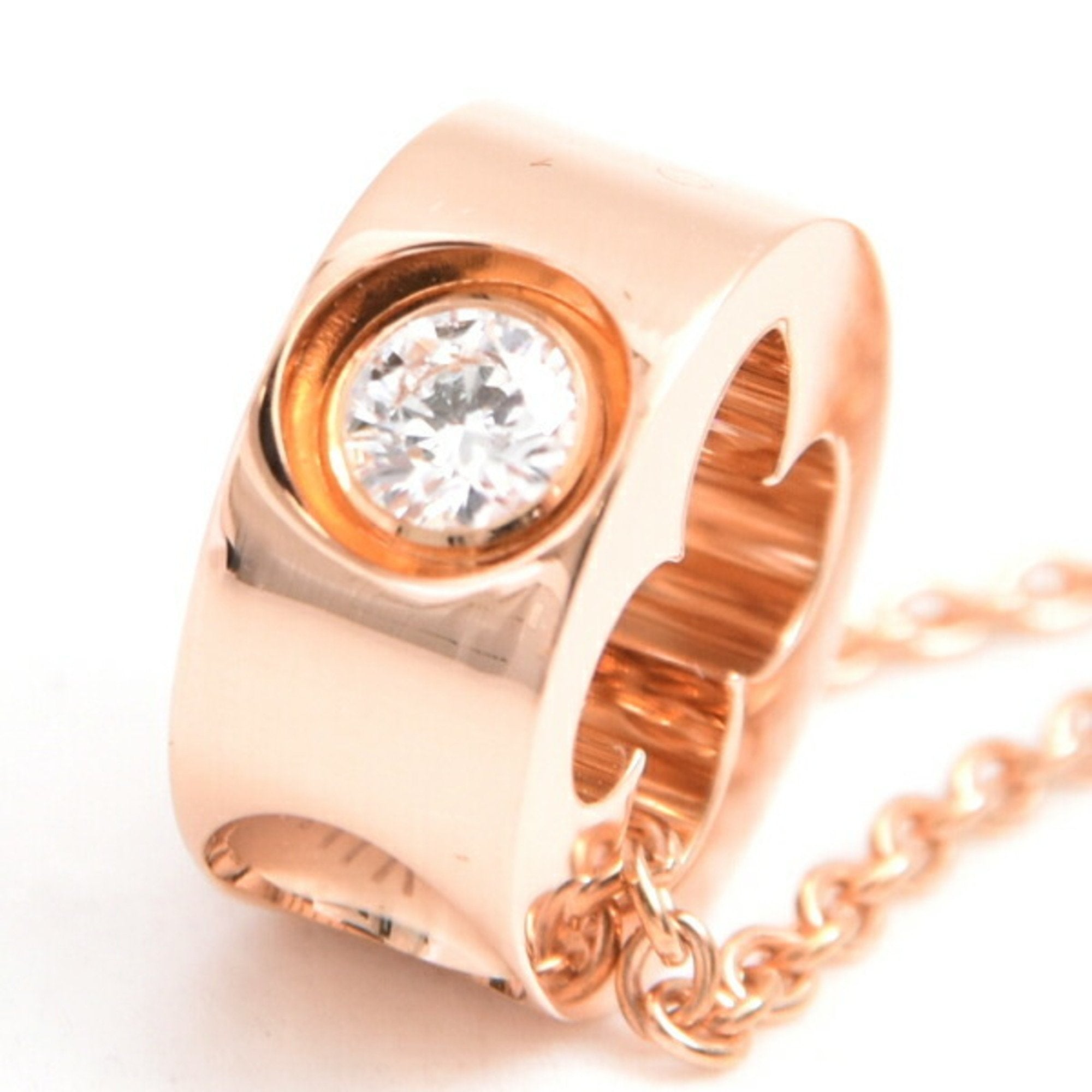 Monogram Pendant Necklace 18K Rose Gold with Diamond