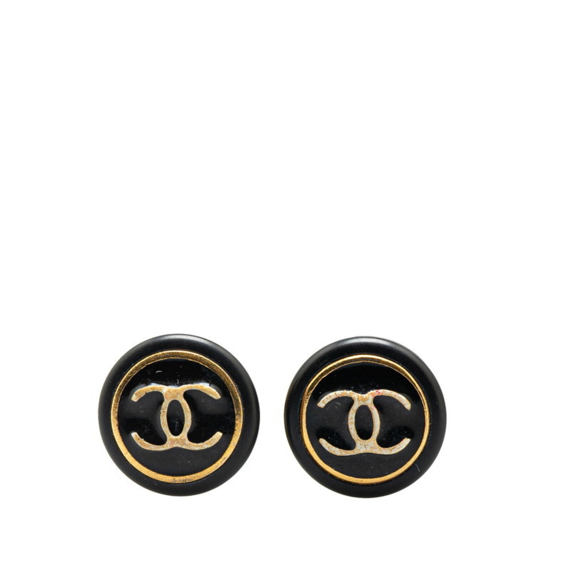 CC Logo Round Clip-On Earrings Gold-Tone Metal