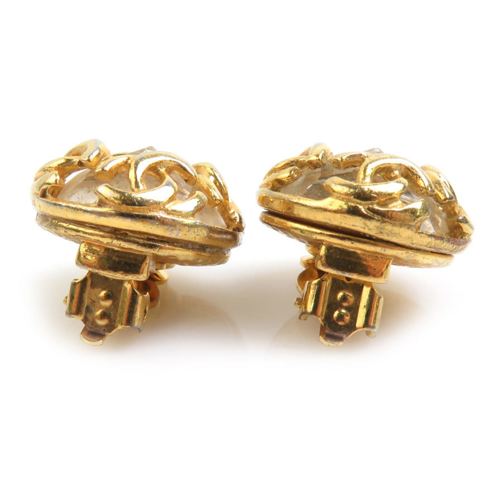 CC Logo Clip-On Earrings Gold-Tone Metal