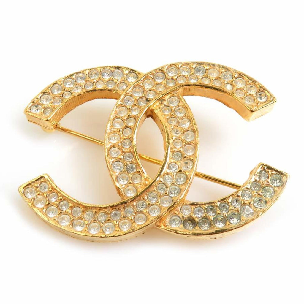 CC Logo Brooch Gold-Tone Metal