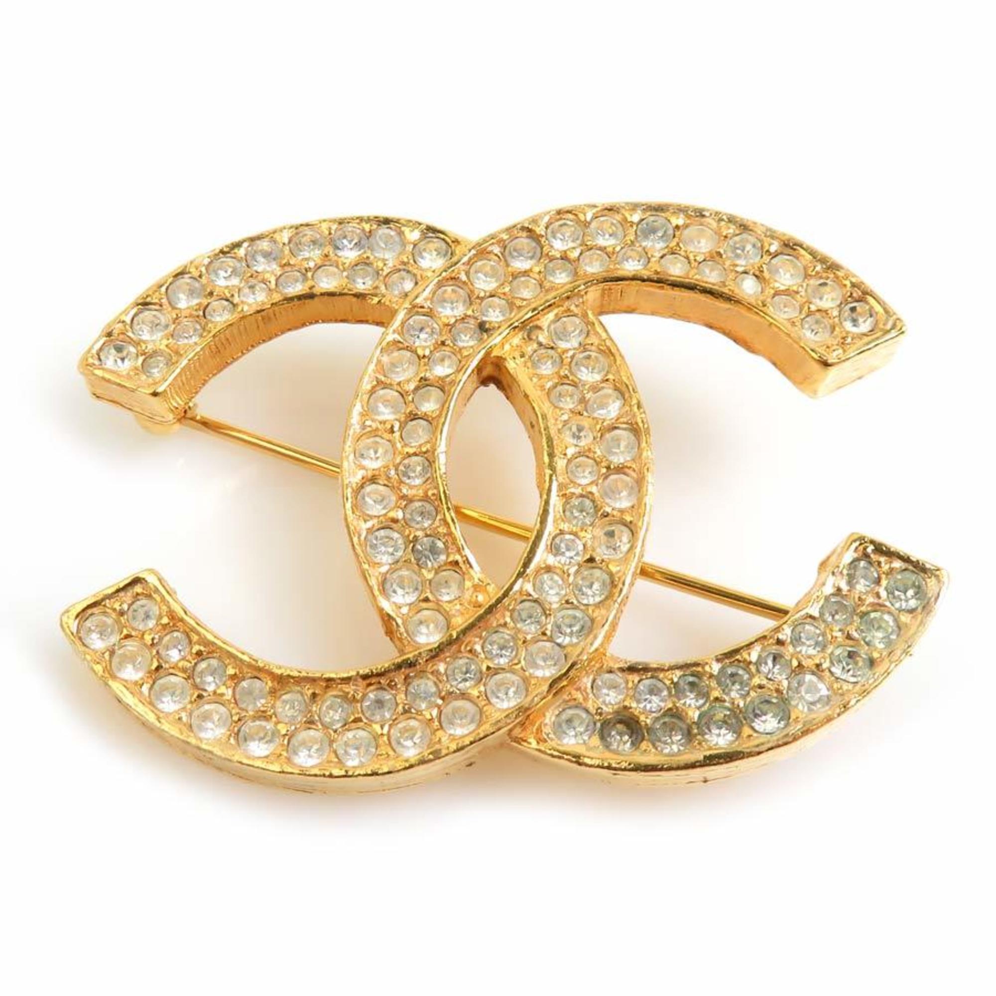 CC Logo Brooch Gold-Tone Metal