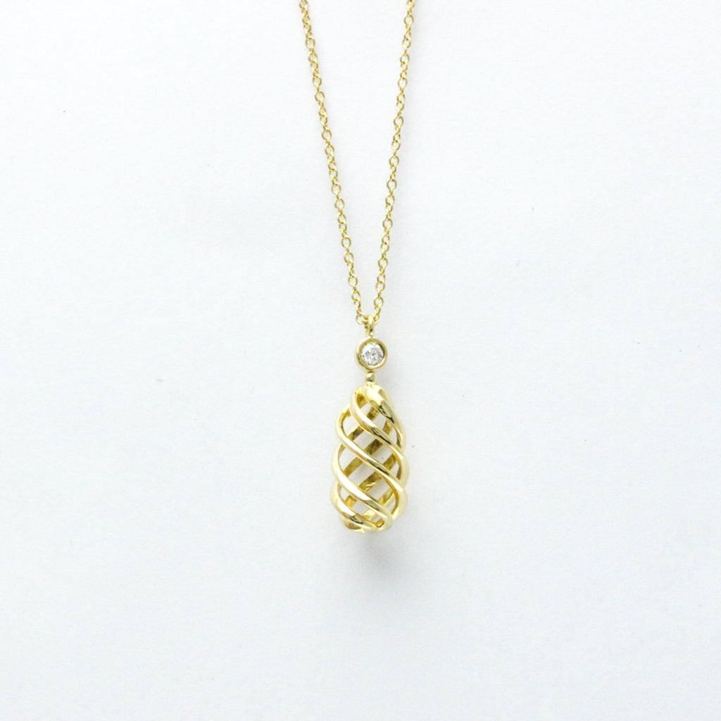 Luce Pendant Necklace 18K Yellow Gold Mini with Diamond