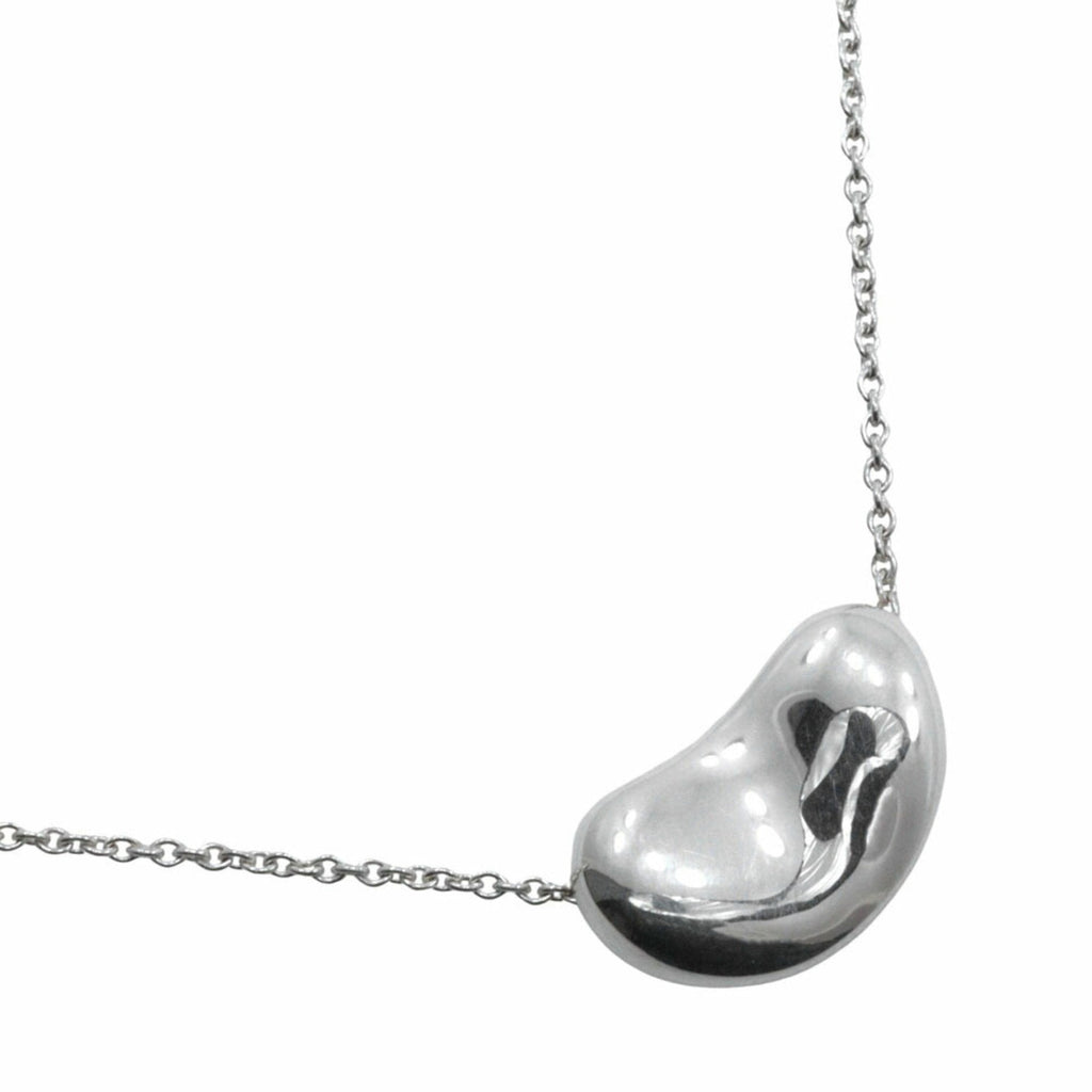Bean Pendant Necklace Sterling Silver 13mm
