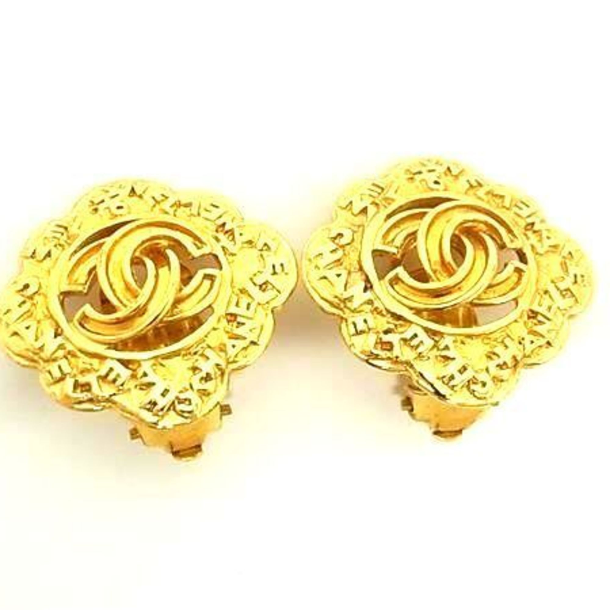 CC Logo Clip-On Earrings Gold-Tone Metal Gold-Tone Metal