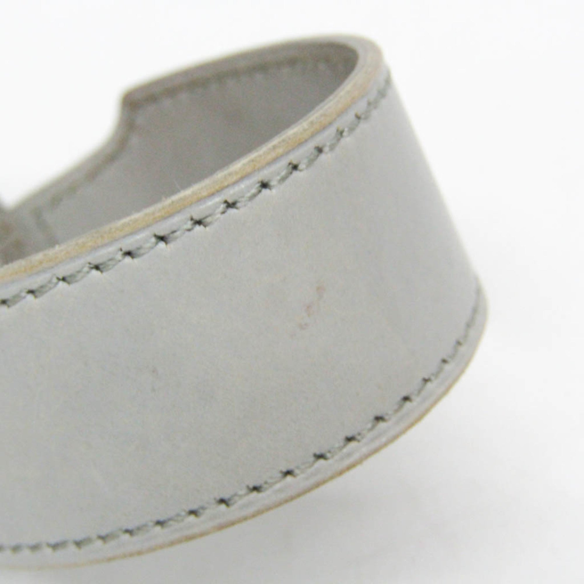Bangle Leather and Metal Light Blue Gray and Silver Bracelet