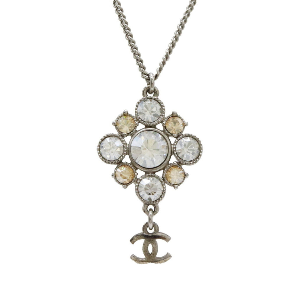 CC Logo Pendant Necklace Silver-Tone Metal