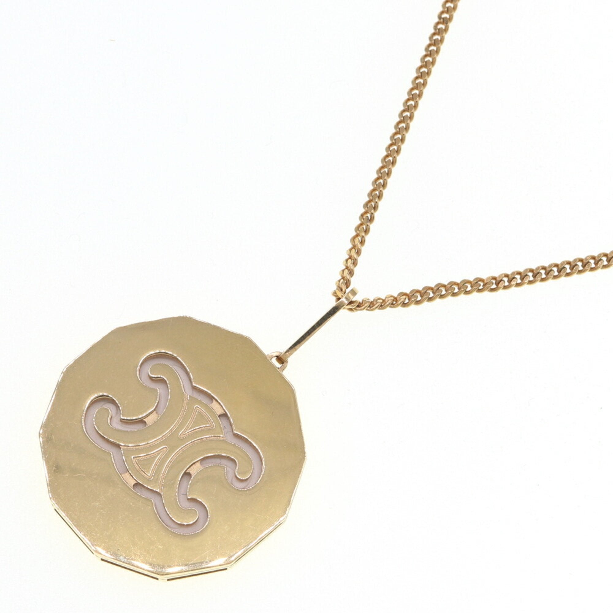 Pendant Necklace Gold Metal Locket Long Chain Triomphe