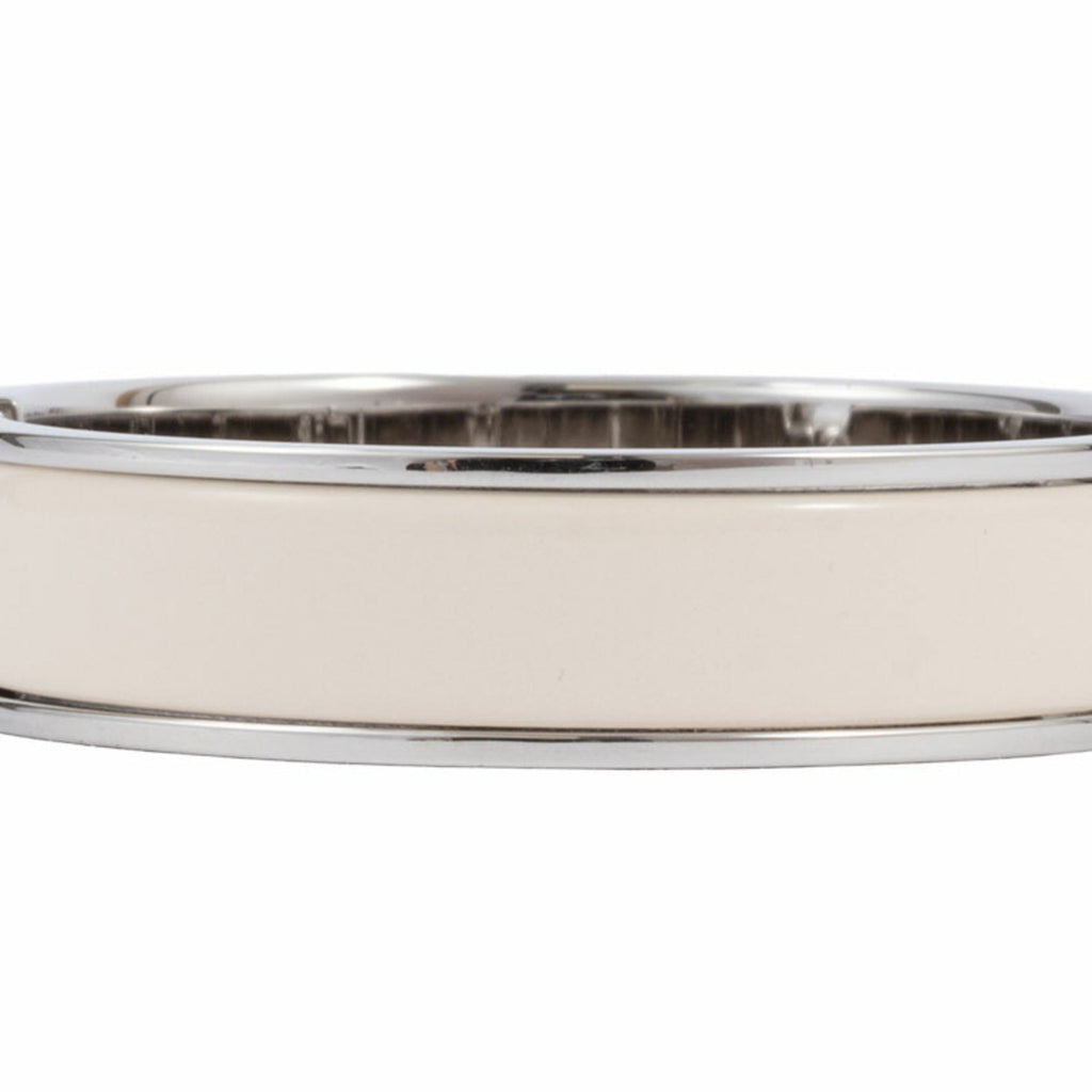 Bracelet Enamel and Metal Cream and Silver