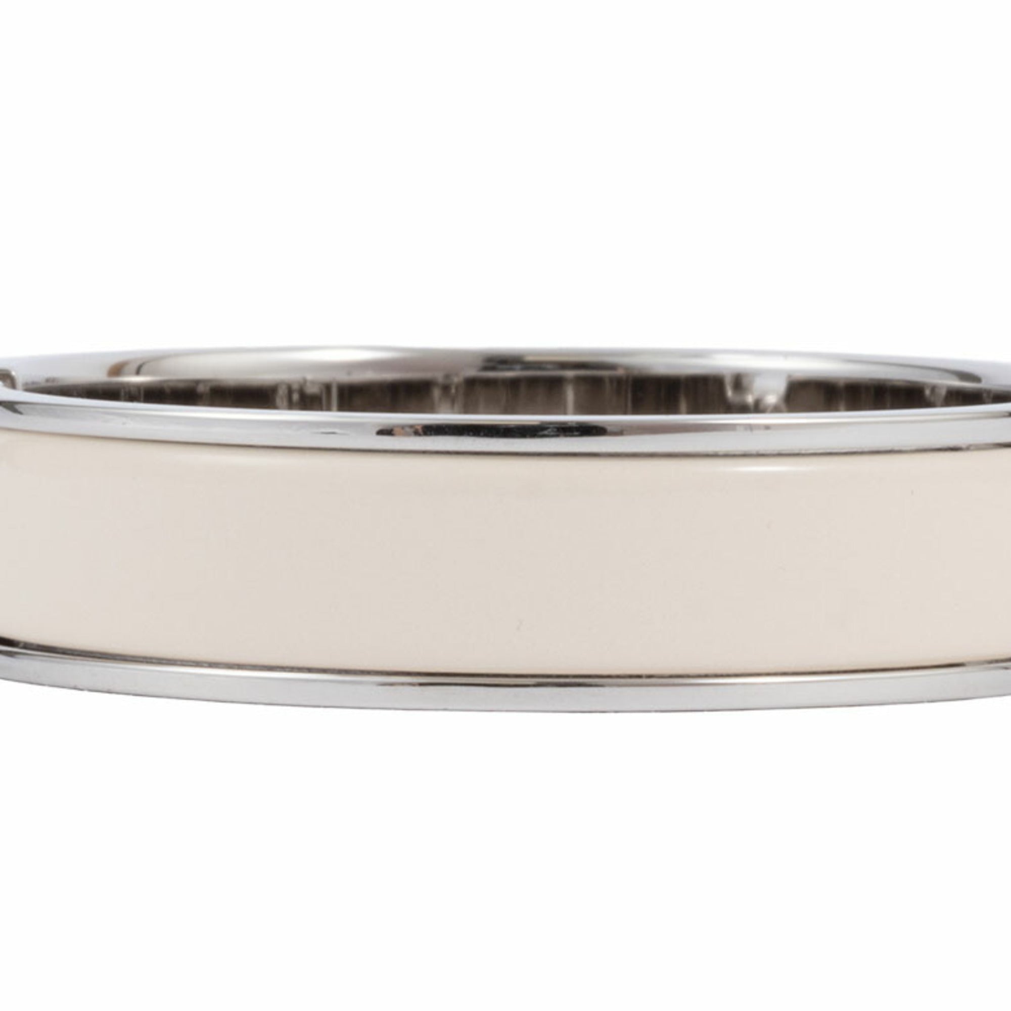 Bracelet Enamel and Metal Cream and Silver