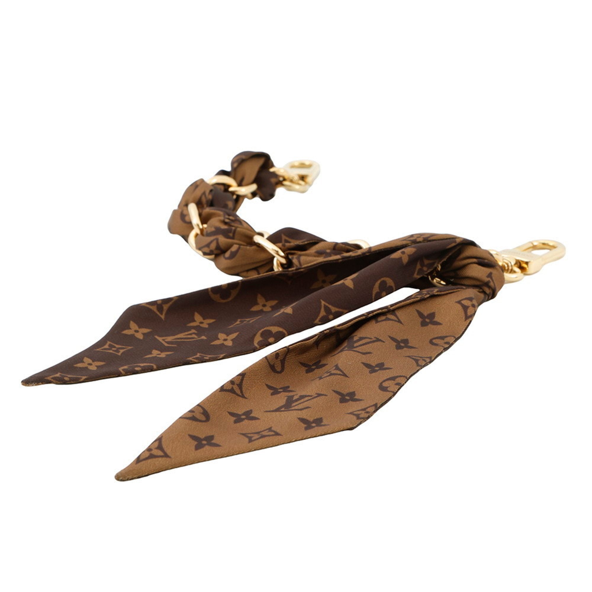 Monogram Chain Fleur Charm Metal and Silk Brown Handbag Charm
