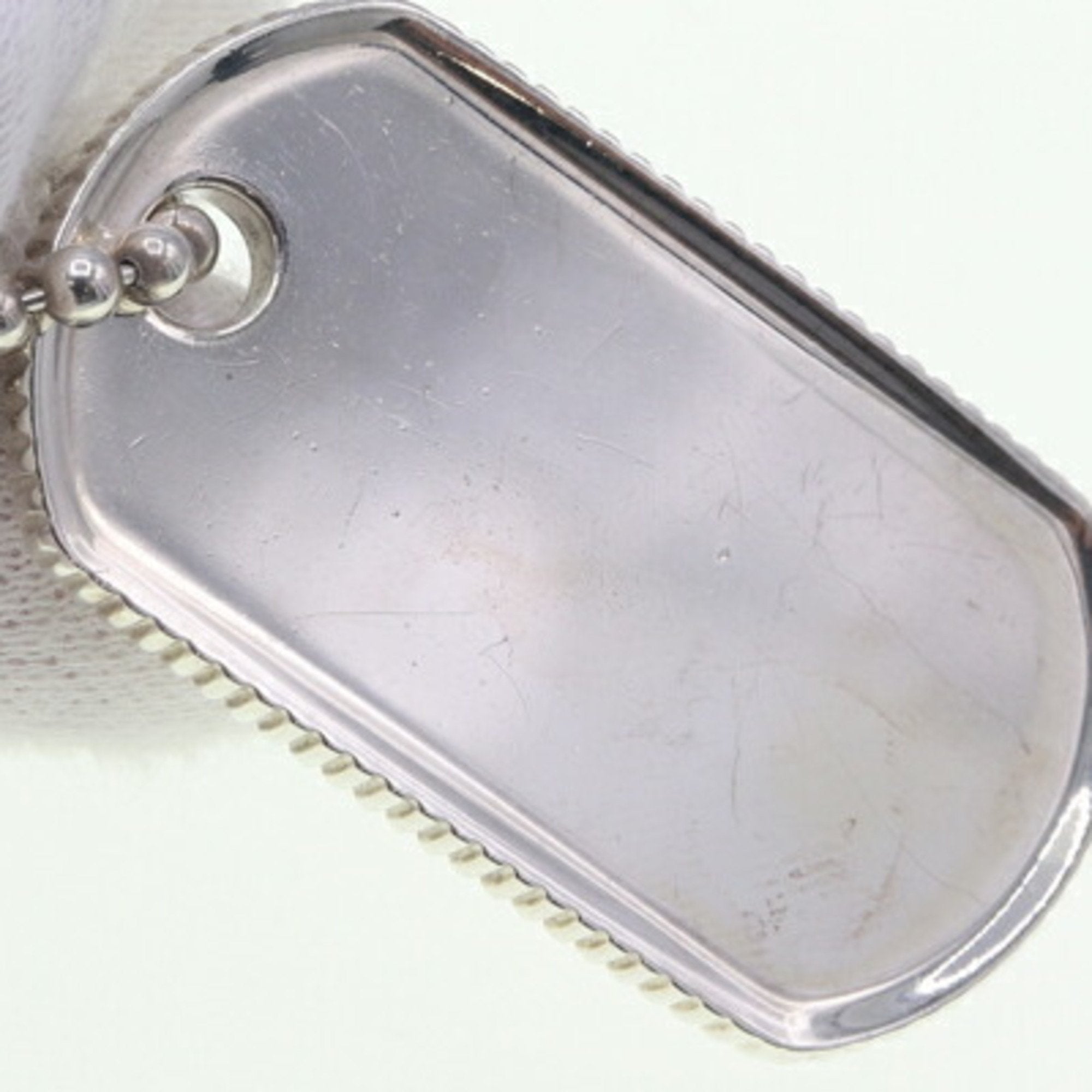 Coin Edge Dog Tag Pendant Necklace Sterling Silver Ball Chain