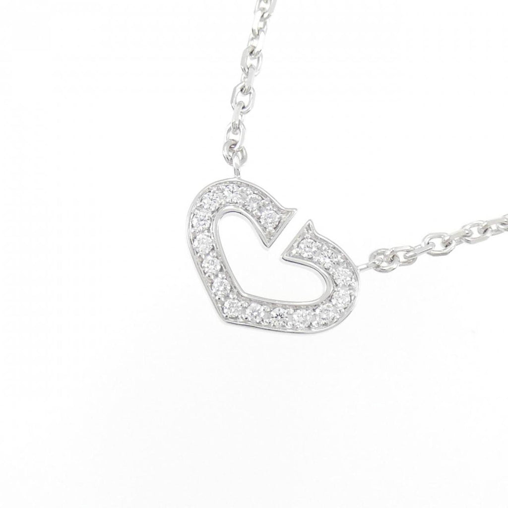 C Heart Pendant Necklace 18K White Gold