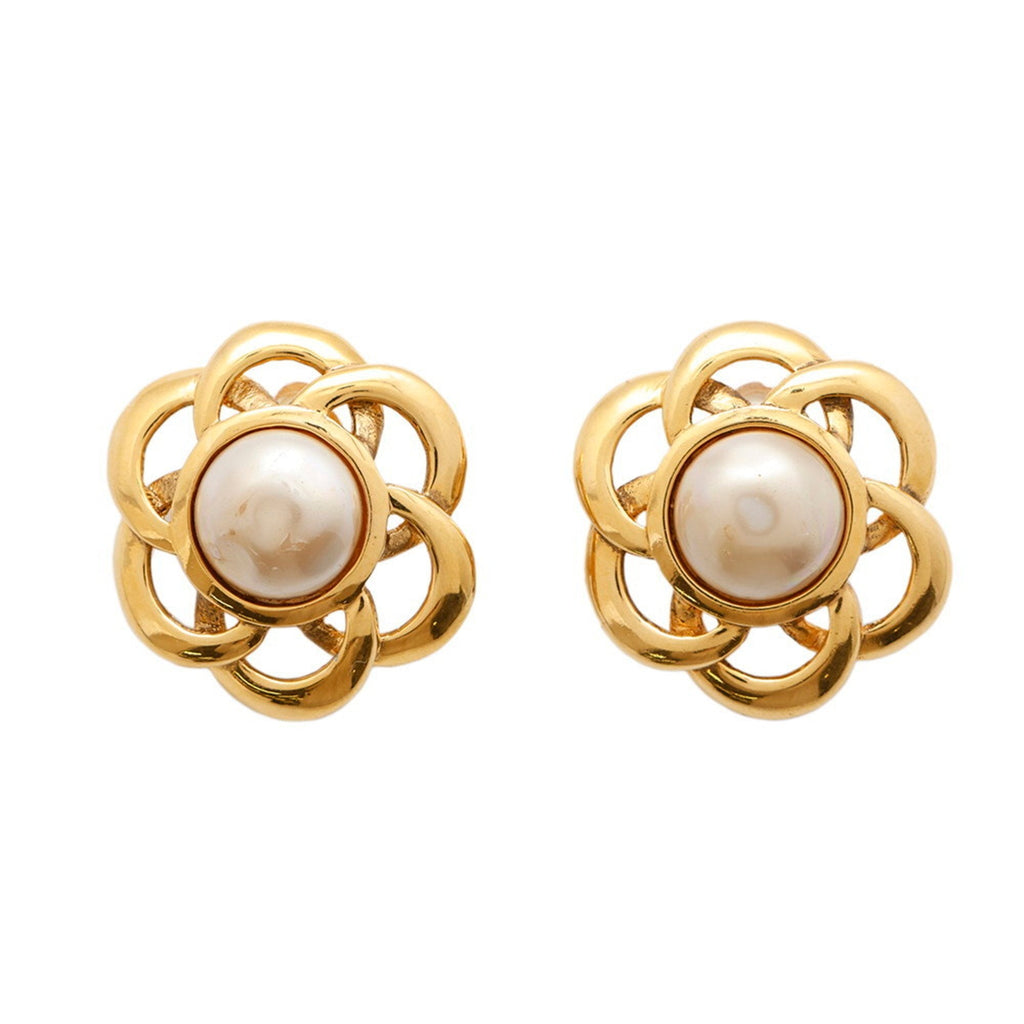 Clip-On Earrings Pearl Clip-On Gold-Tone Metal