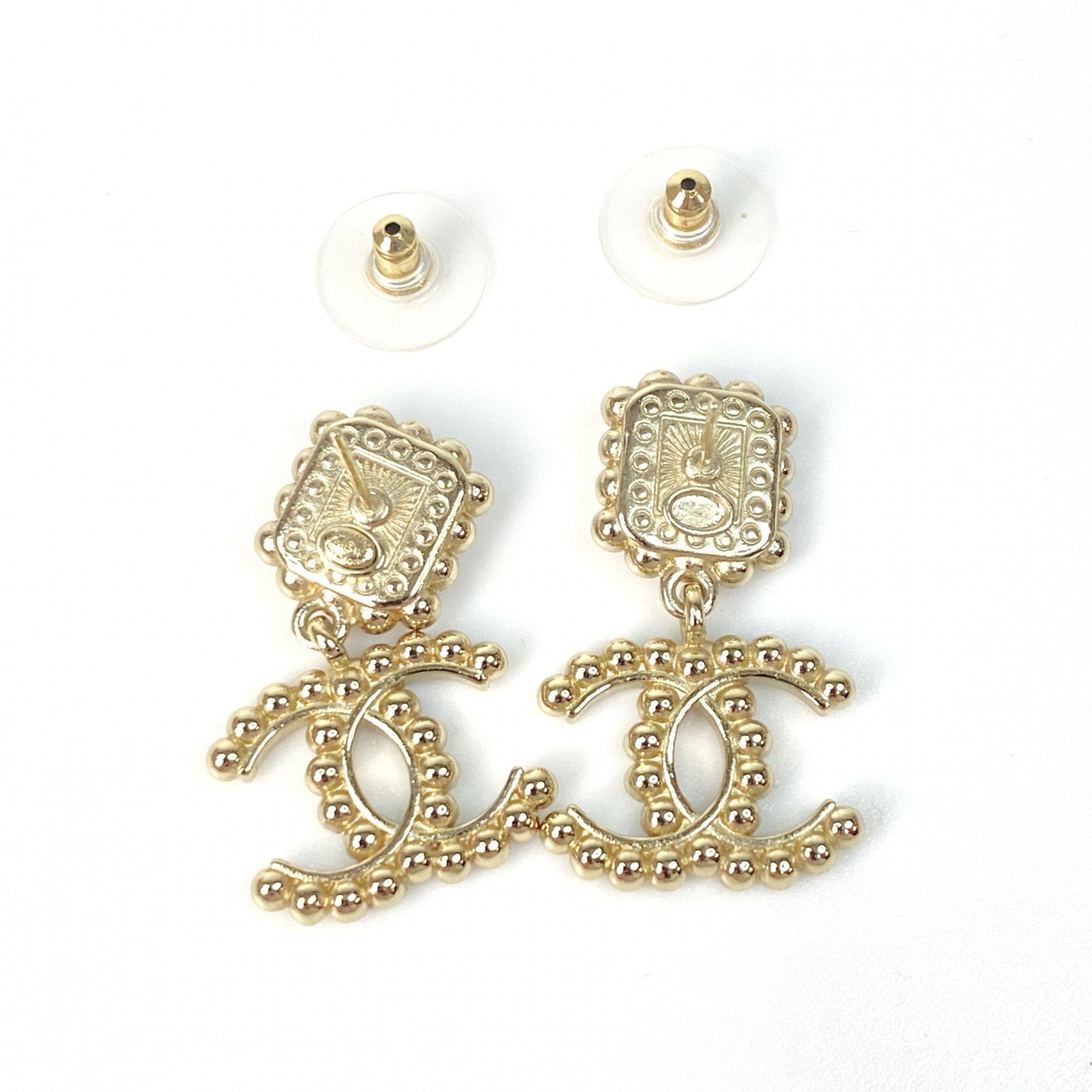 Rhinestone Earrings Pink Gold