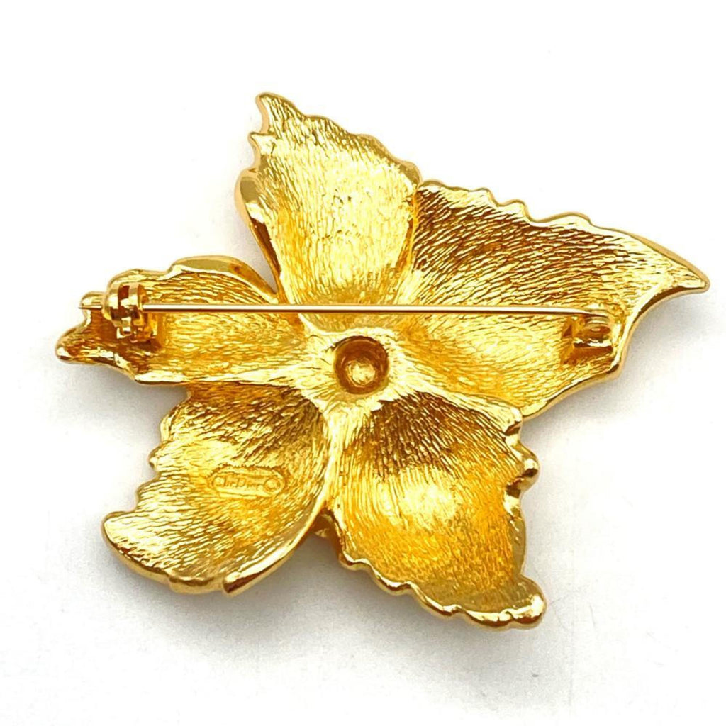 Flower Motif Brooch Gold