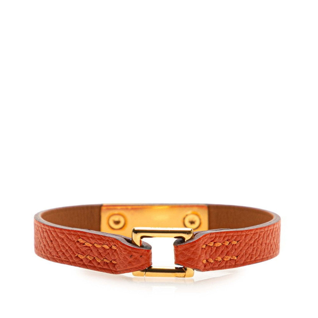 Bracelet Leather and Metal Gold and Orange