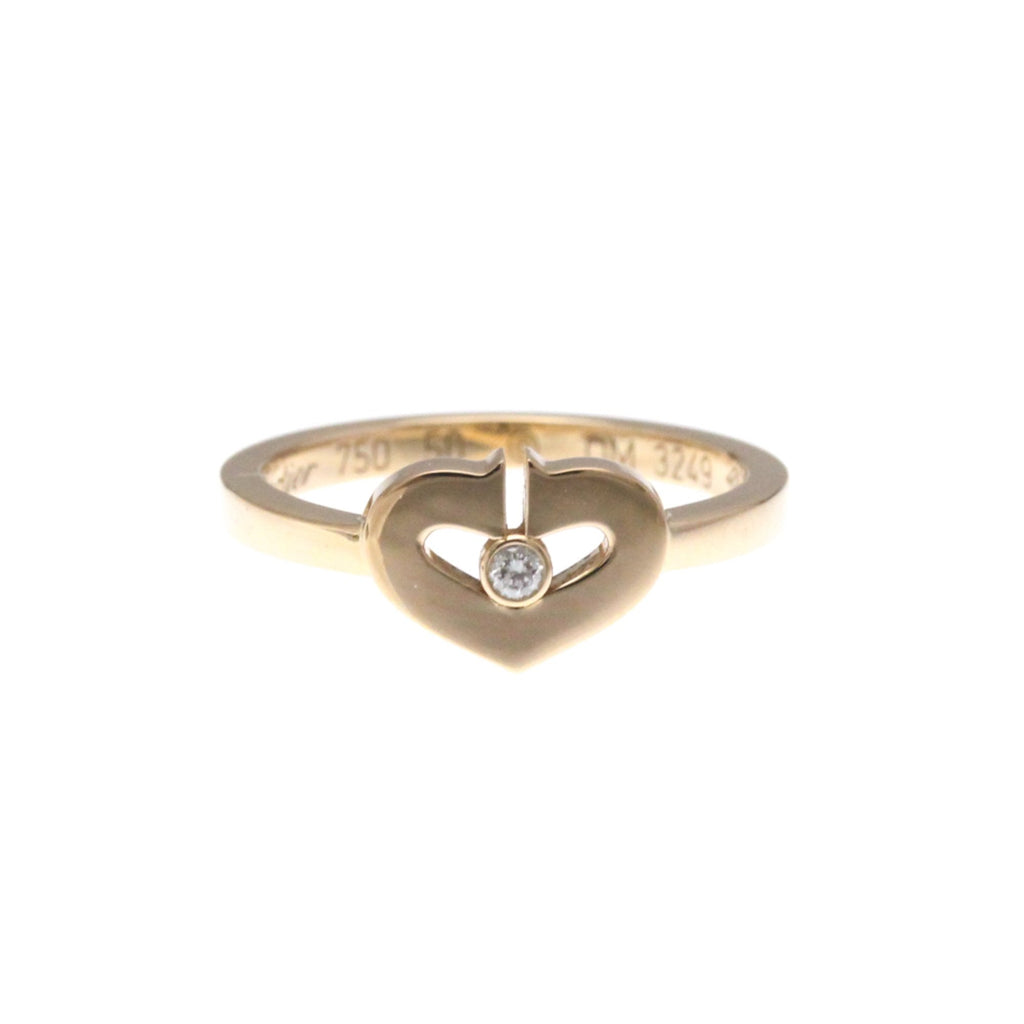 C Heart Ring 18K Rose Gold with Diamonds