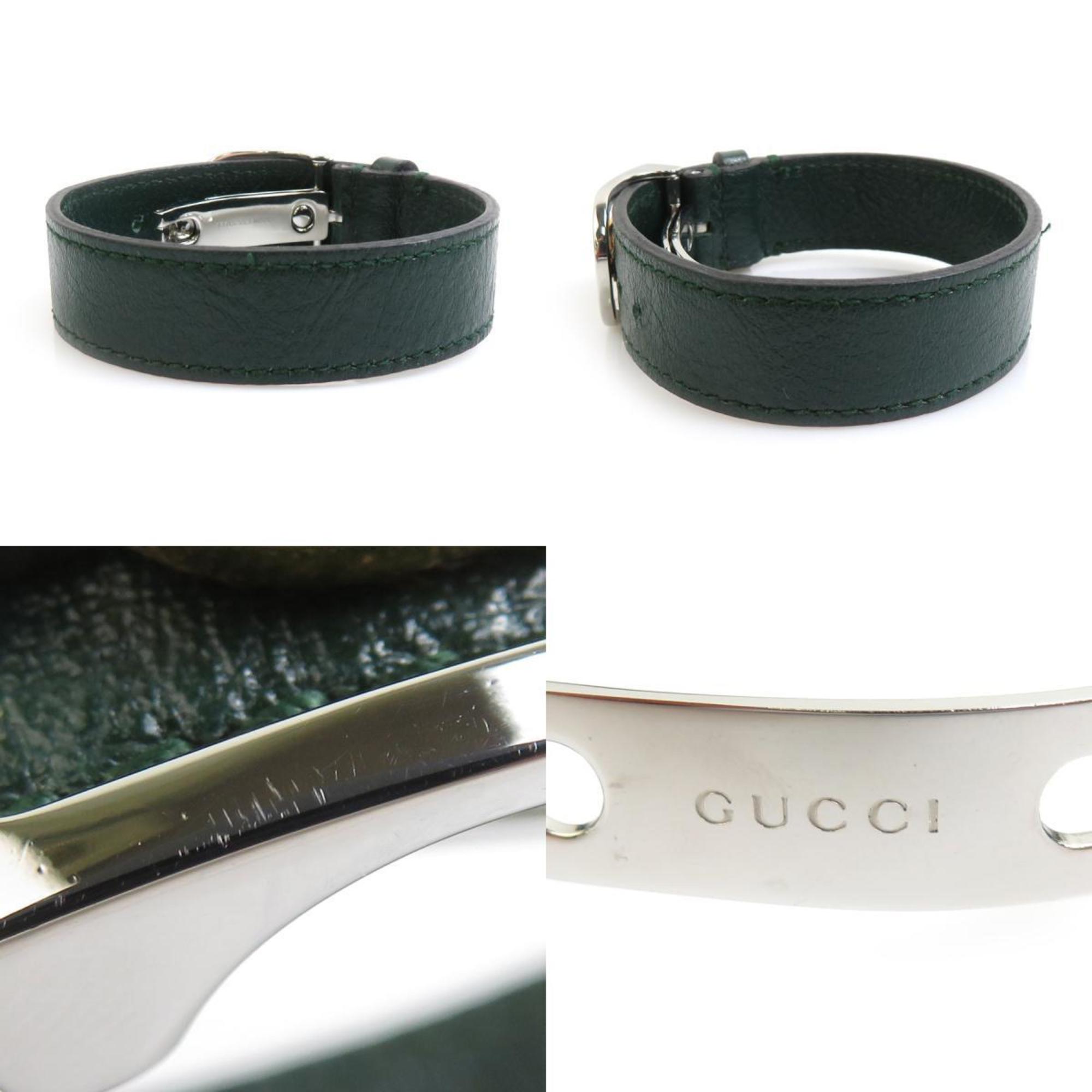 Bracelet Leather and Stainless Steel Green