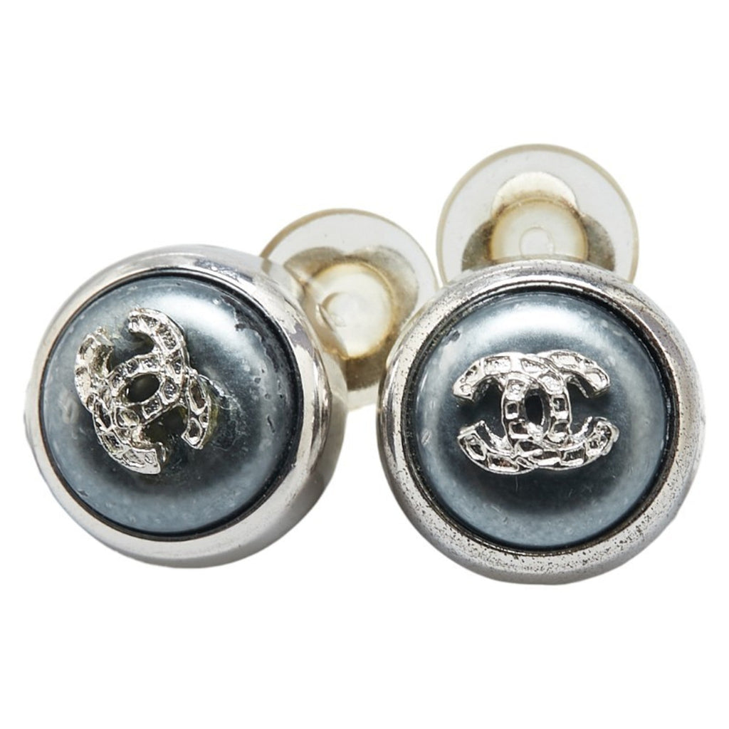 CC Logo Clip-On Earrings Silver-Tone Metal Silver-Tone Metal