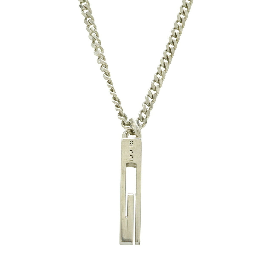 G Motif Plate Pendant Necklace Sterling Silver