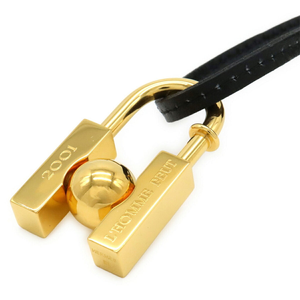 Cadena H Pendant Necklace Gold and Leather