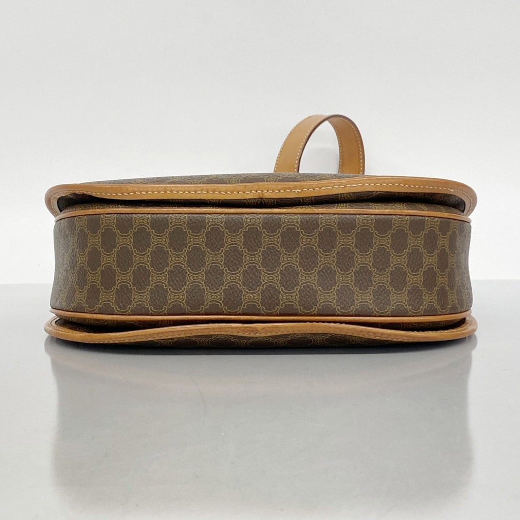 Vintage Saddle Flap Shoulder Bag Macadam Coated Canvas Small
