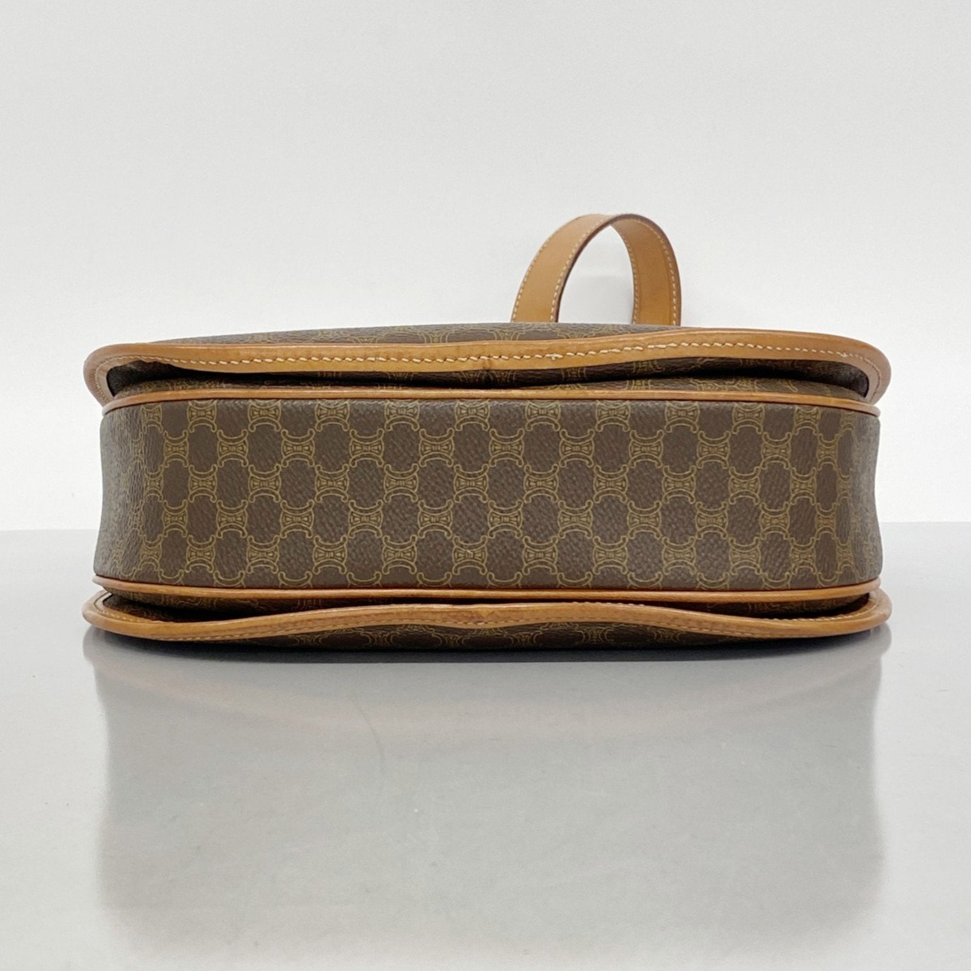 Vintage Saddle Flap Shoulder Bag Macadam Coated Canvas Small