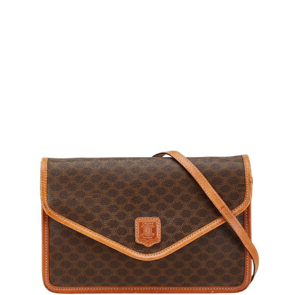 Vintage Saddle Flap Shoulder Bag Macadam Coated Canvas Small