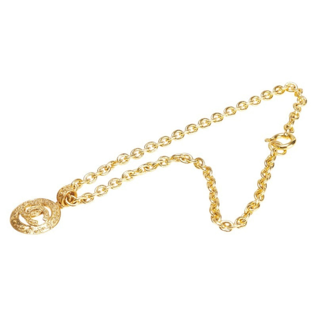 CC Logo Round Circle Pendant Necklace Metal