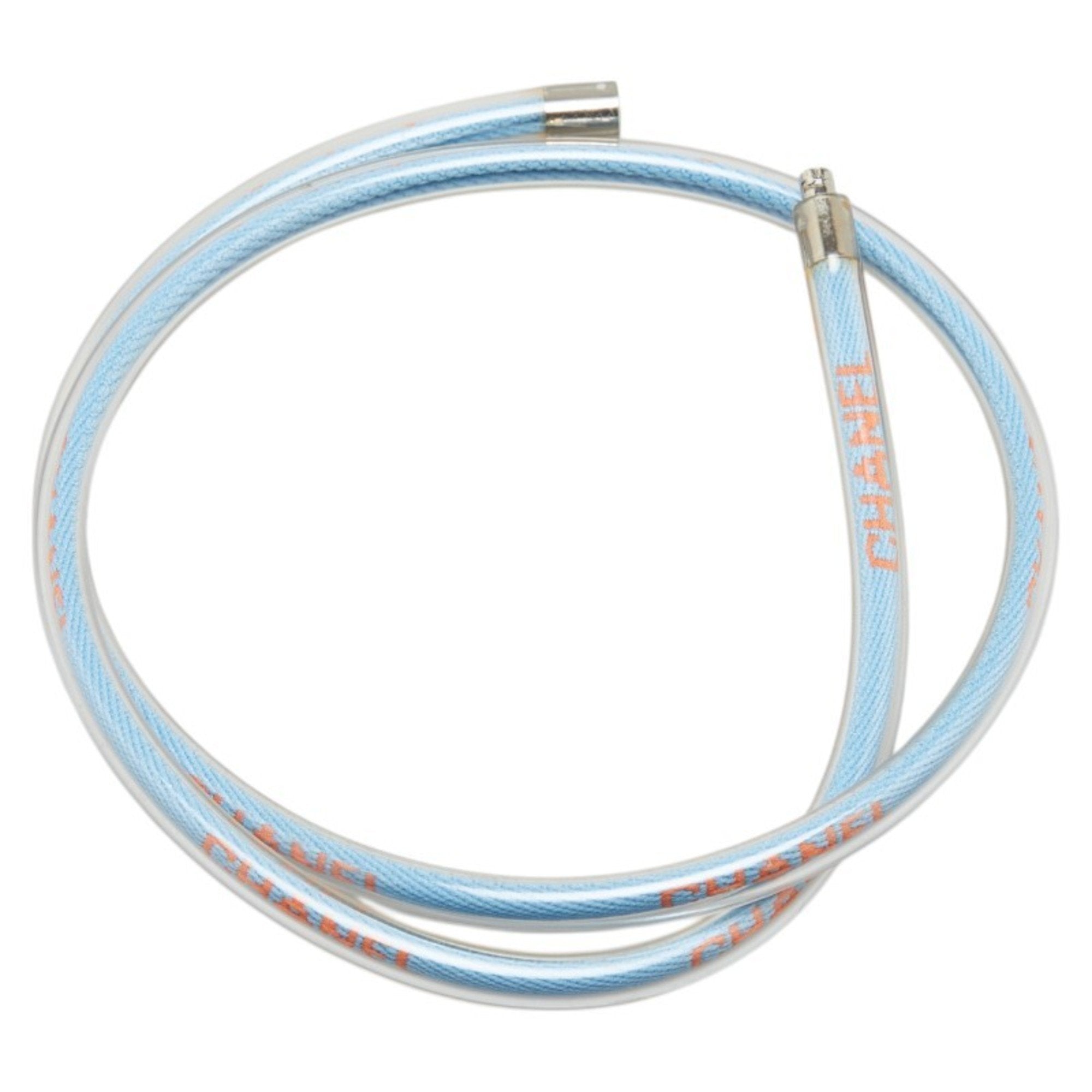 Pendant Necklace Cotton and Vinyl Light Blue Multicolor