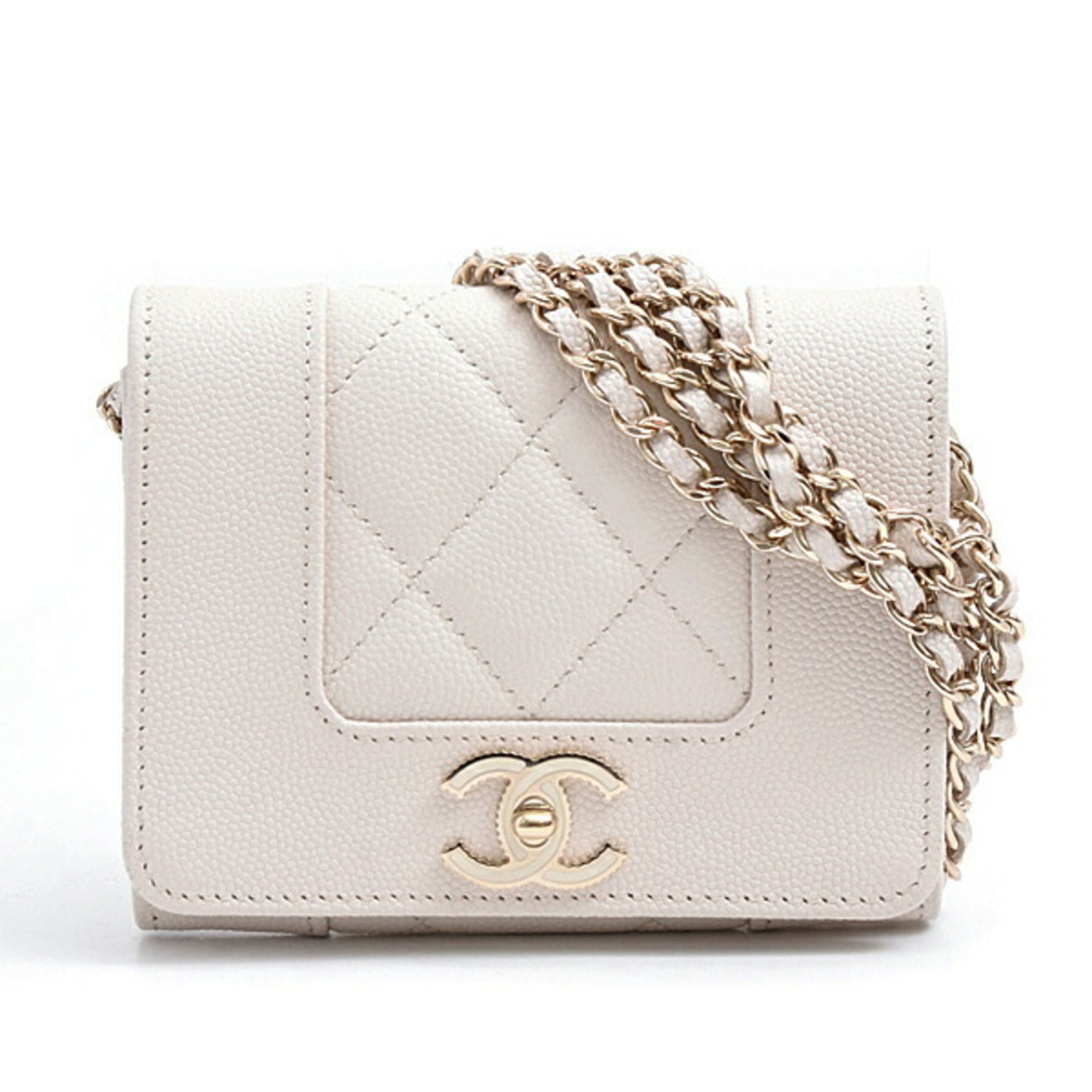 Mademoiselle Vintage Wallet on Chain Quilted Caviar