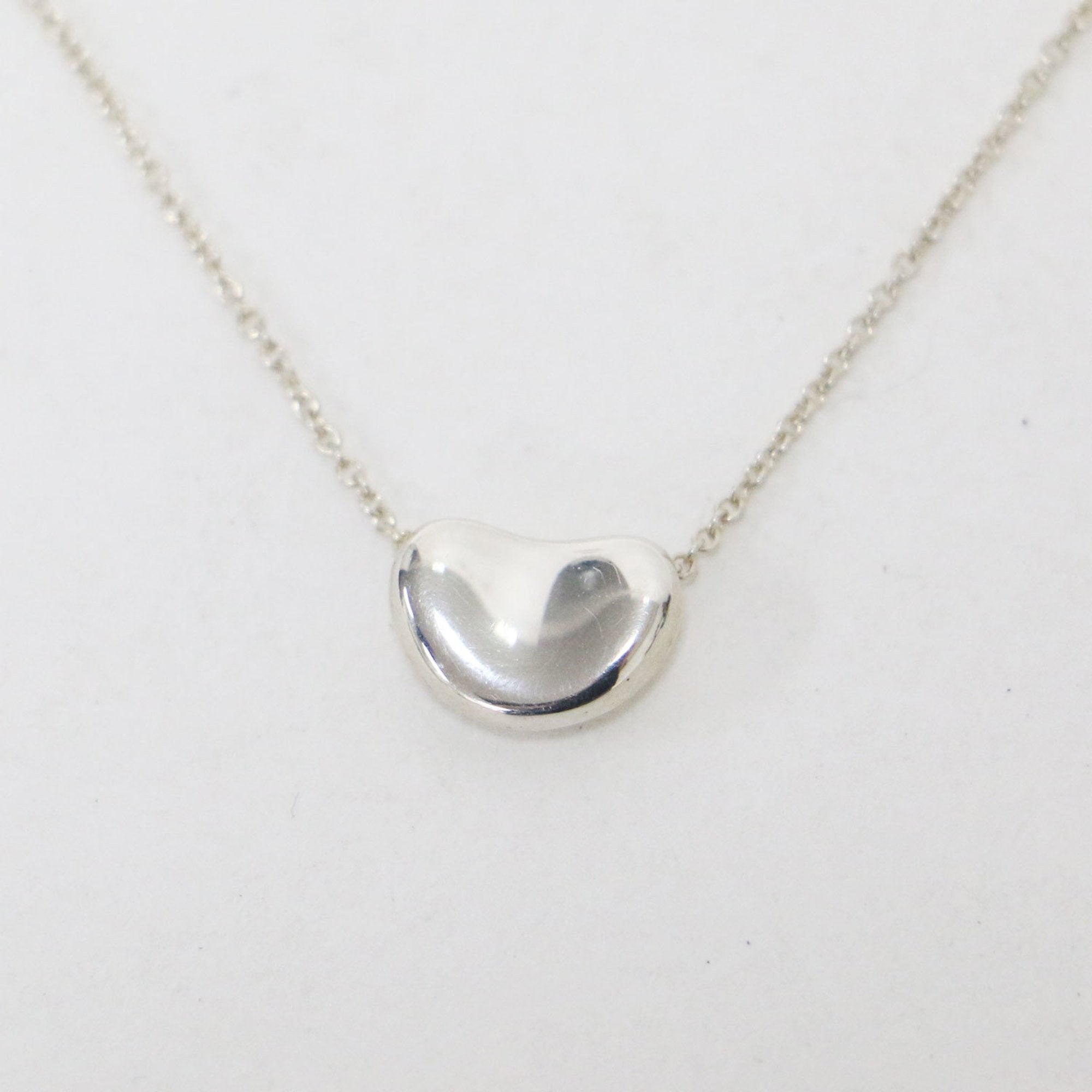 Bean Pendant Necklace Sterling Silver 7mm