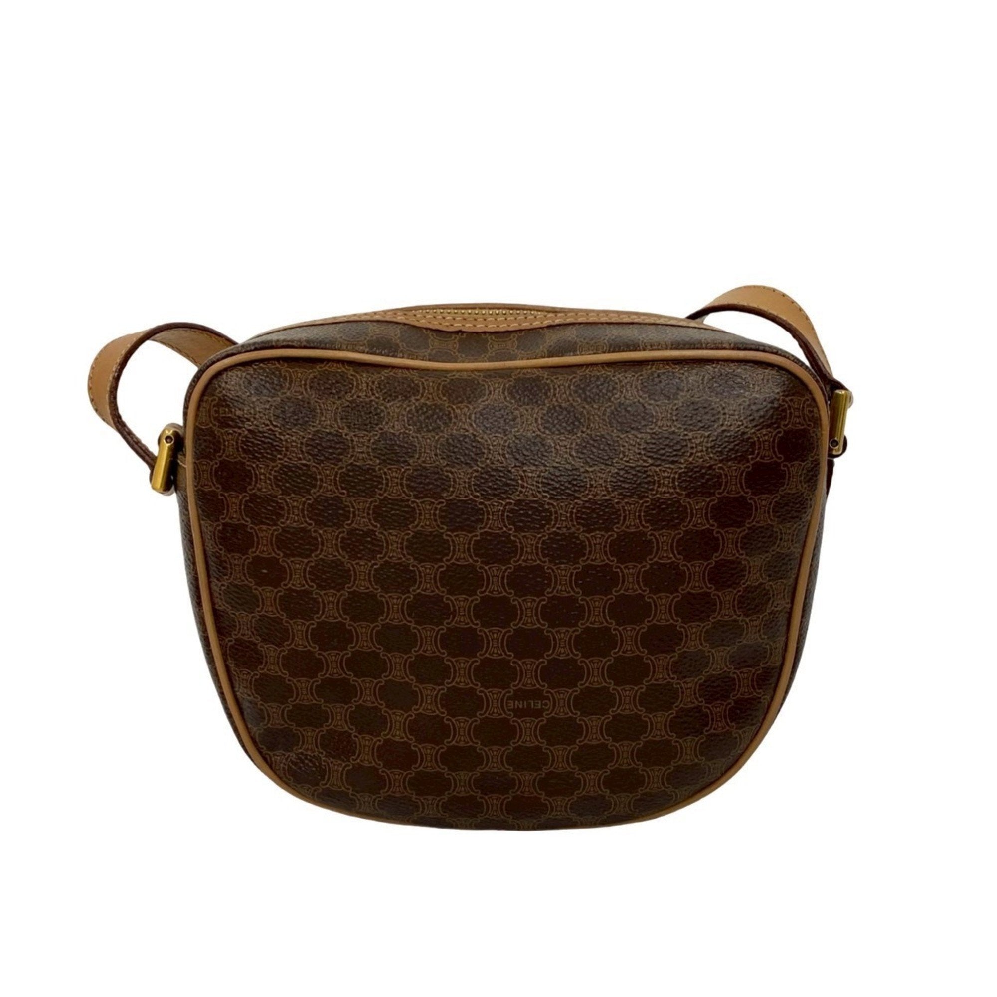 Vintage Saddle Flap Shoulder Bag Macadam Coated Canvas Small