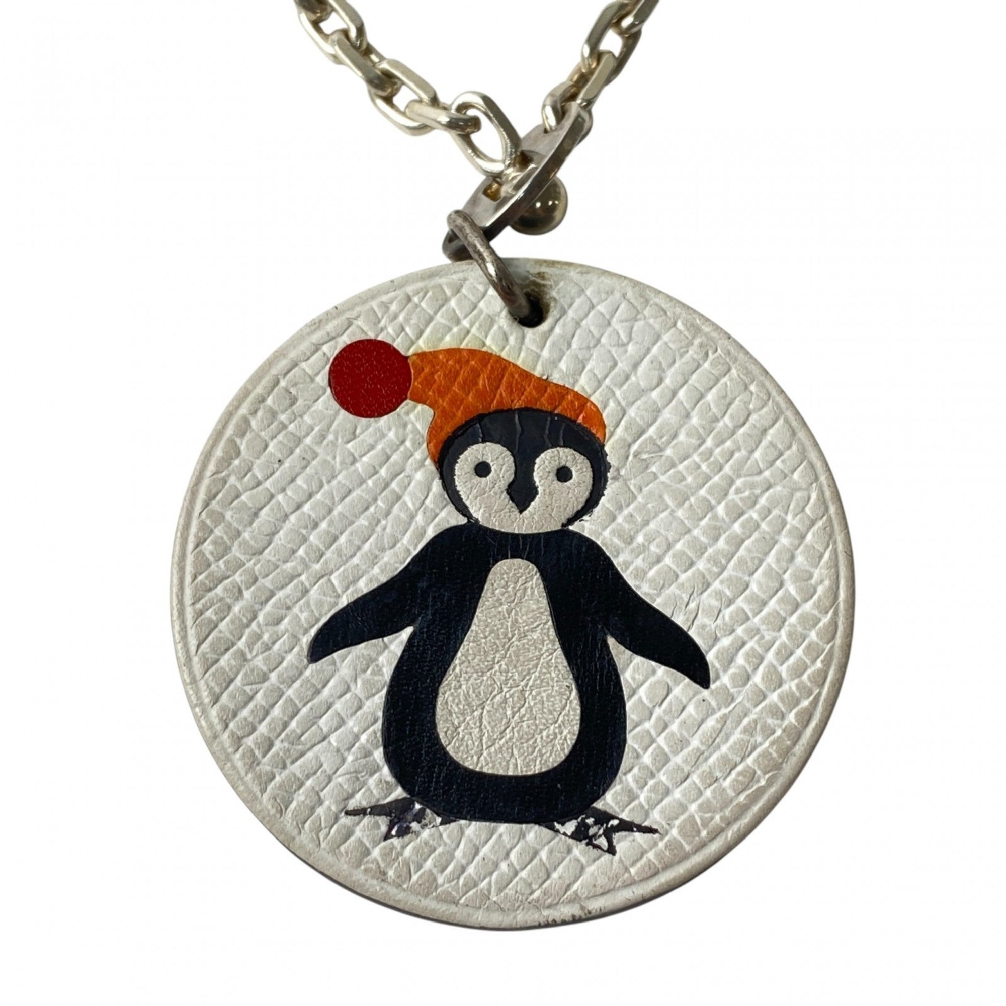 Penguin Charm Leather and Sterling Silver Handbag Charm