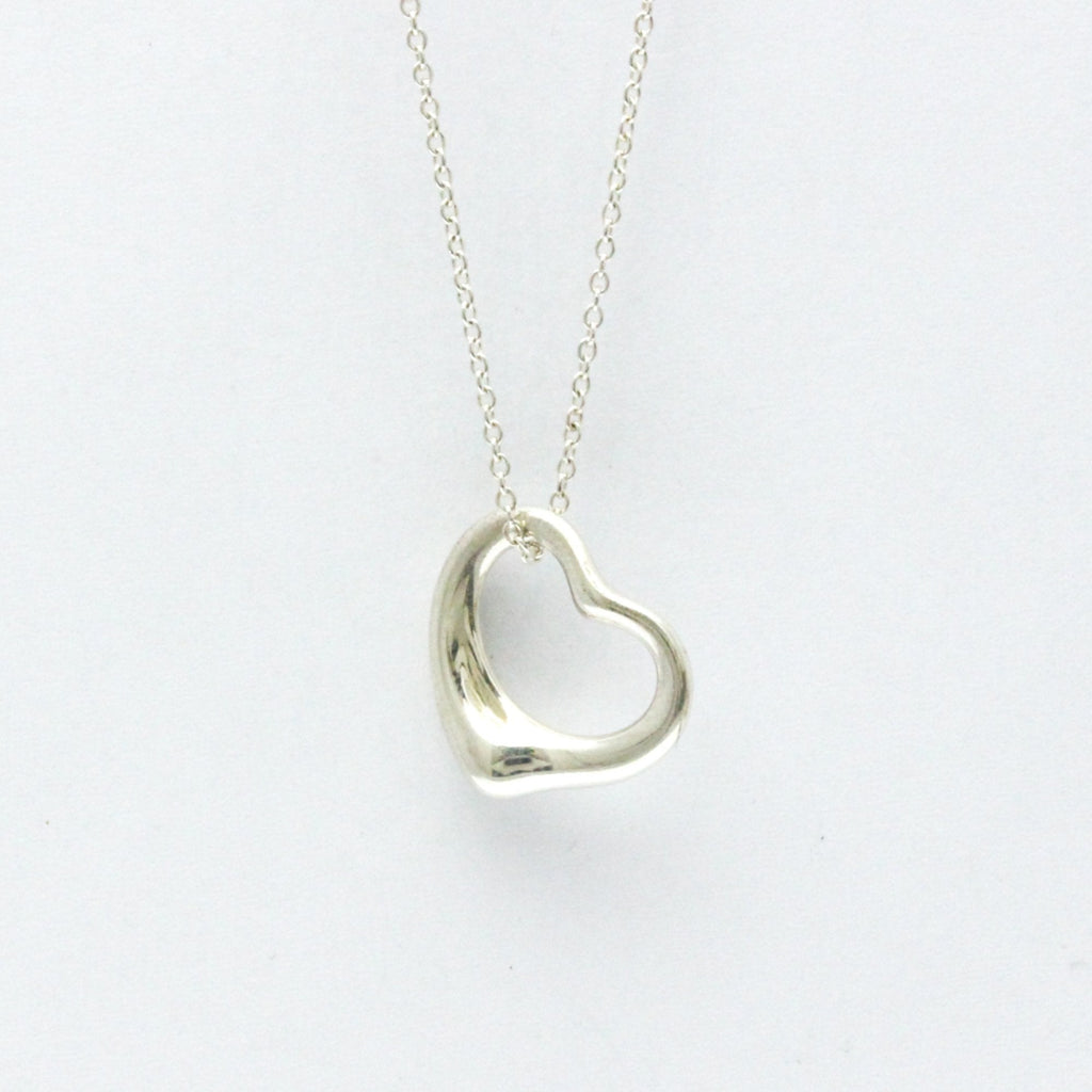 Open Heart Pendant Necklace Sterling Silver 14mm